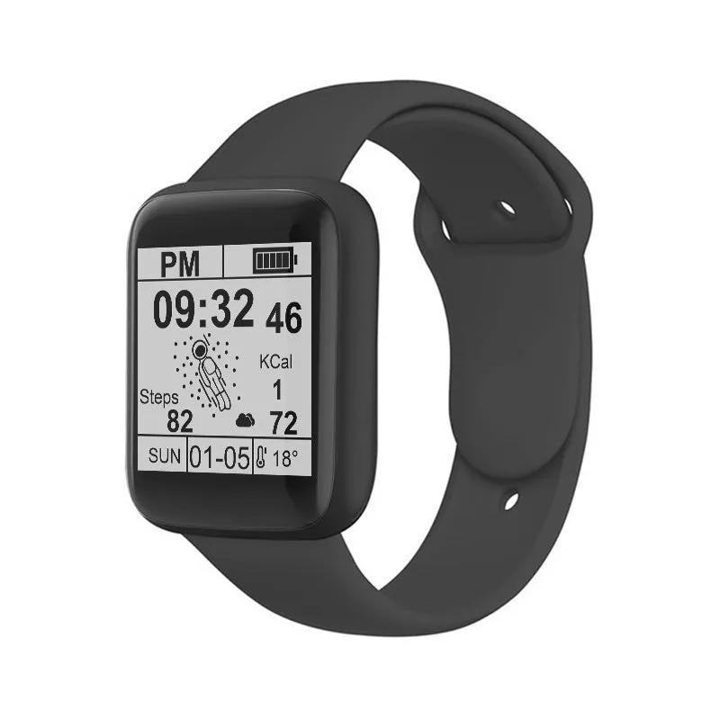 Smart bracelet with 1.44-inch screen, heart rate and blood pressure monitor, silicone strap, available in multiple colours