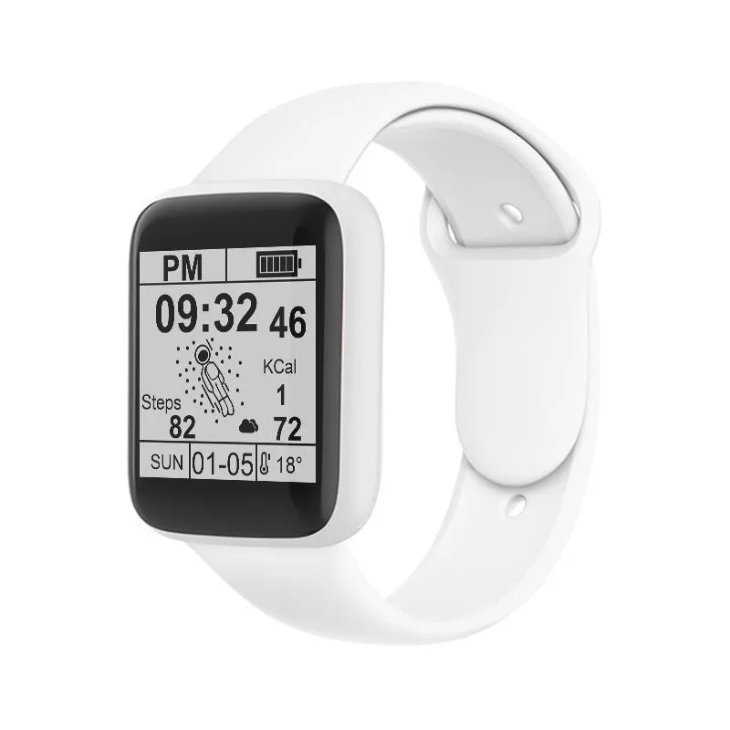 Smart bracelet with 1.44-inch screen, heart rate and blood pressure monitor, silicone strap, available in multiple colours