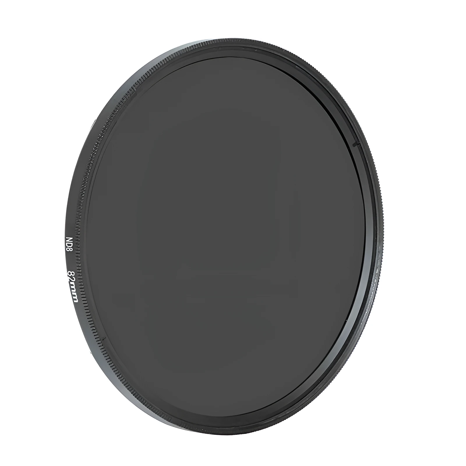 Redcircle ND8 neutral density camera filter with silver aviation aluminium frame on a camera lens.
