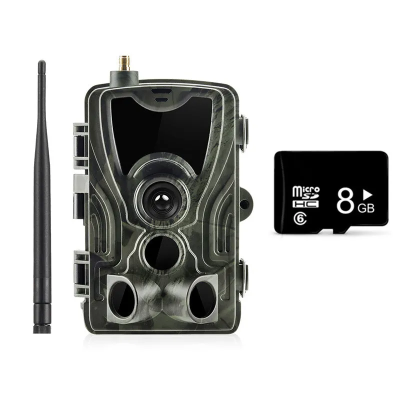 Outdoor camouflage waterproof surveillance camera with wide-angle lens on mounting bracket.