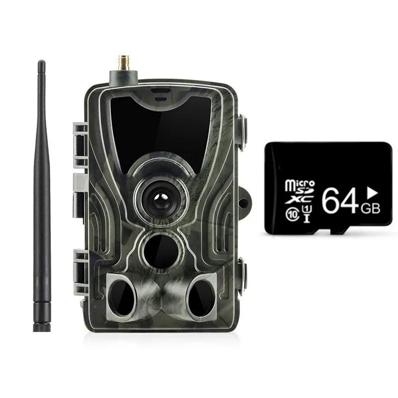 Outdoor camouflage waterproof surveillance camera with wide-angle lens on mounting bracket.