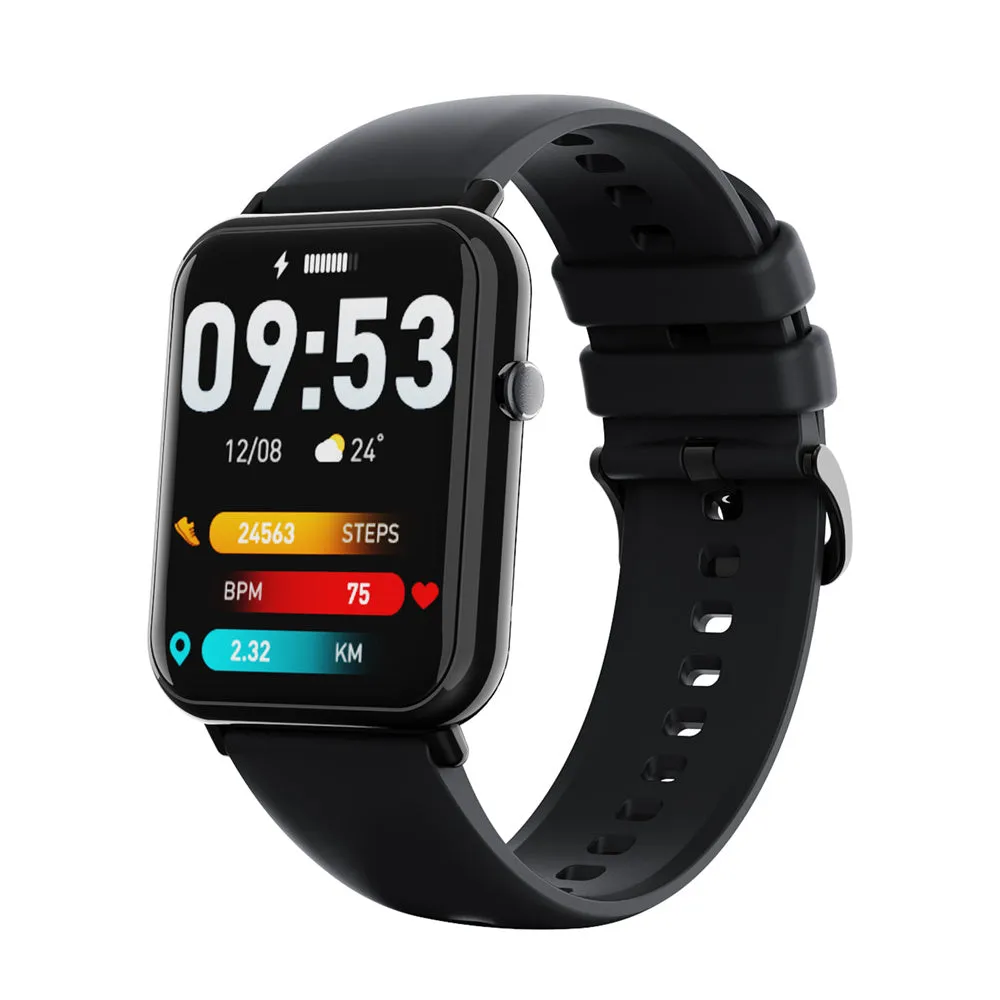 Smart waterproof watch with 1.69inch TFT screen and composite silica gel strap in Black