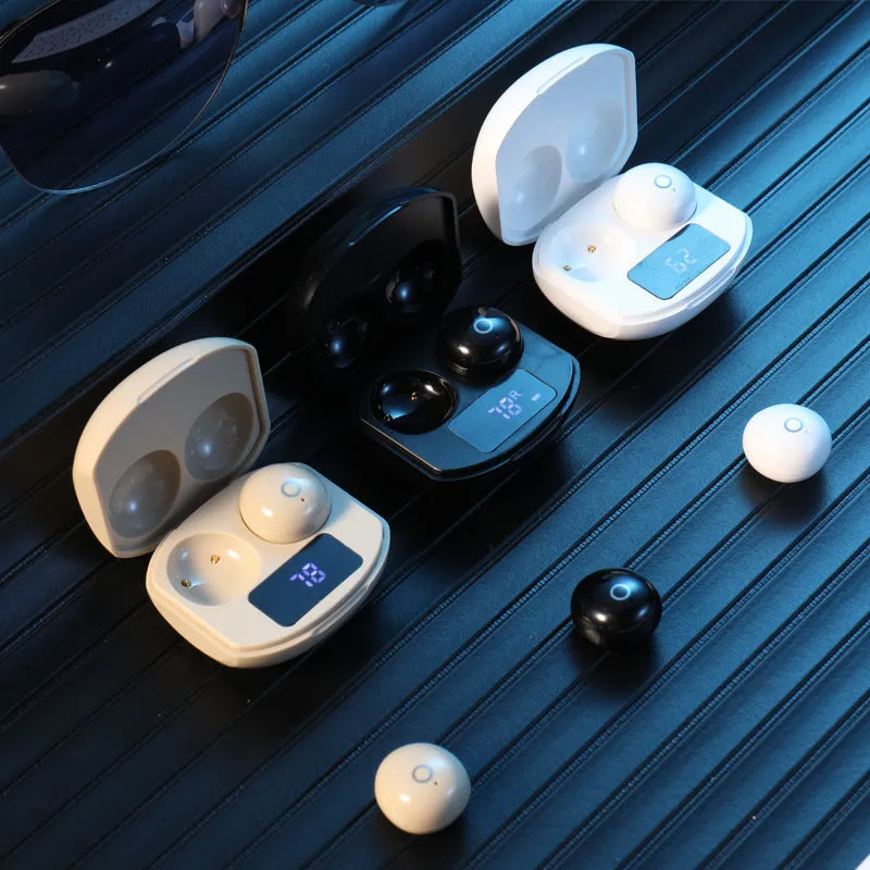 Wireless earbuds Bluetooth 5.0 semi-in-ear headset with charging case in black colour