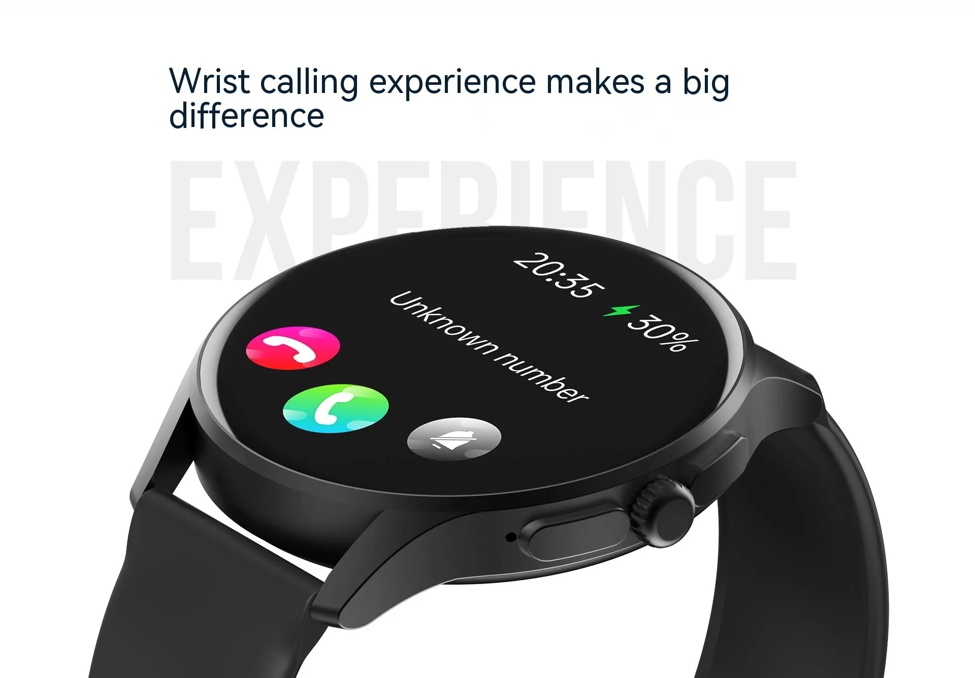 Non-invasive blood glucose detection smart watch with heart rate and blood pressure monitoring, IPS screen, black colour, on wrist