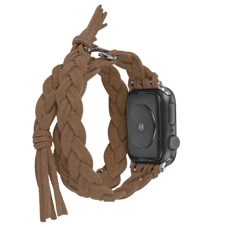 Genuine leather cord braided smart watch strap for iWatch in six colours