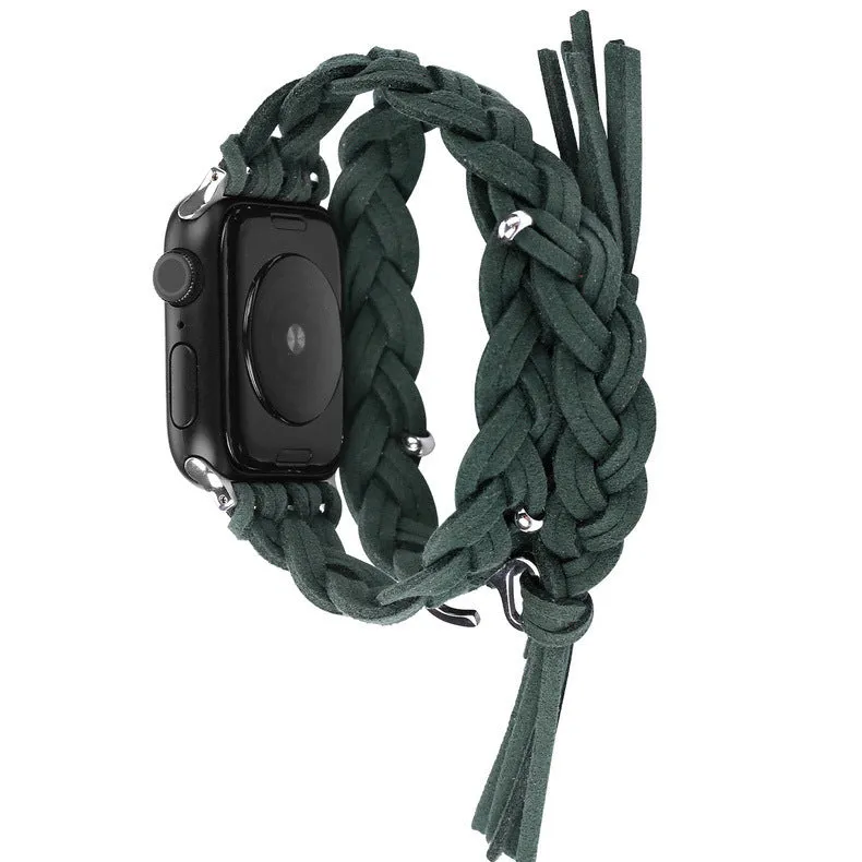 Genuine leather cord braided smart watch strap for iWatch in six colours