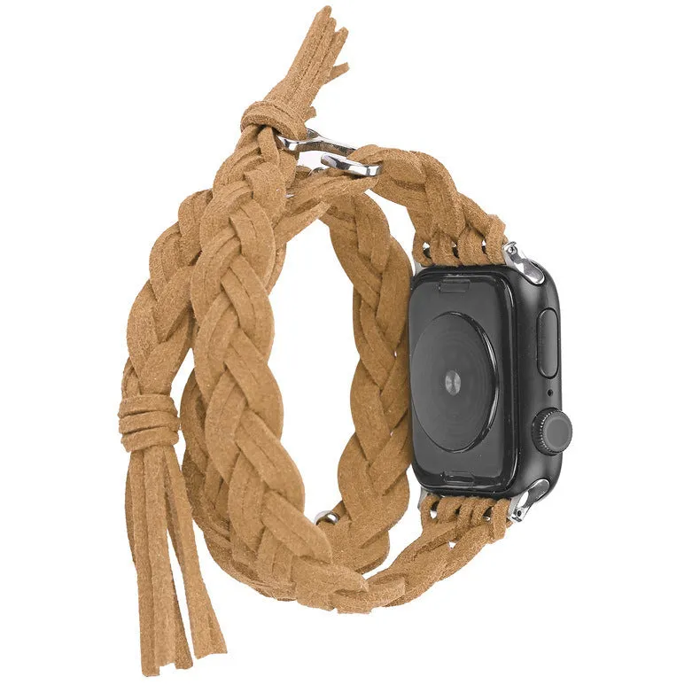 Genuine leather cord braided smart watch strap for iWatch in six colours