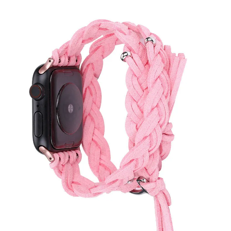 Genuine leather cord braided smart watch strap for iWatch in six colours