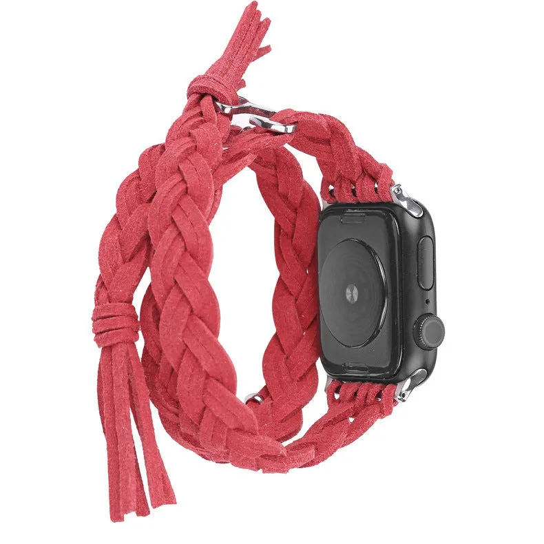 Genuine leather cord braided smart watch strap for iWatch in six colours