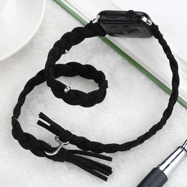 Genuine leather cord braided smart watch strap for iWatch in six colours