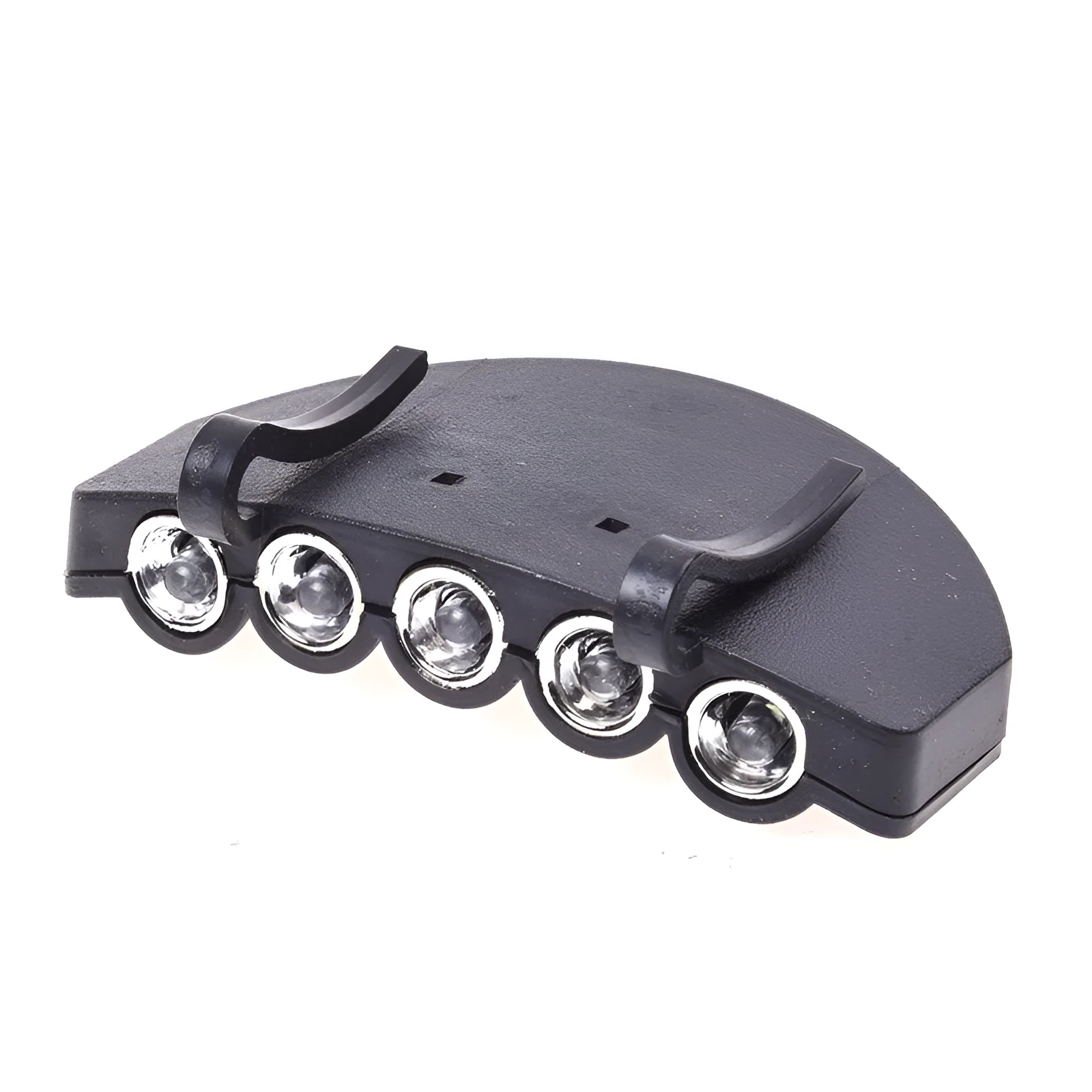 Black fishing headlight clip cap lamp with 5 high brightness LEDs on a cap visor