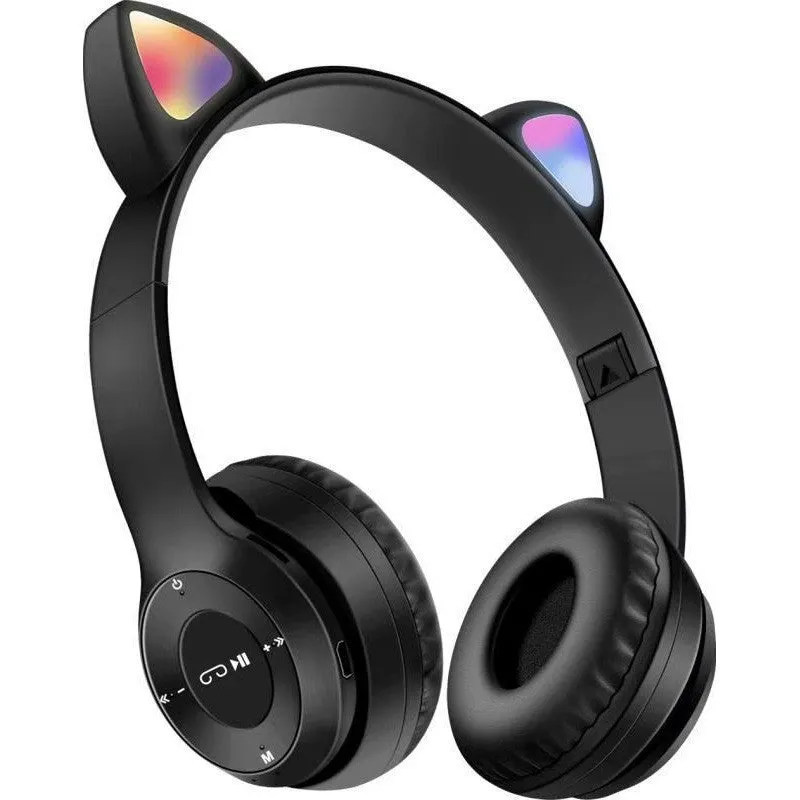 P47m cat ear Bluetooth headset in grey with Bluetooth 5.0 and power display