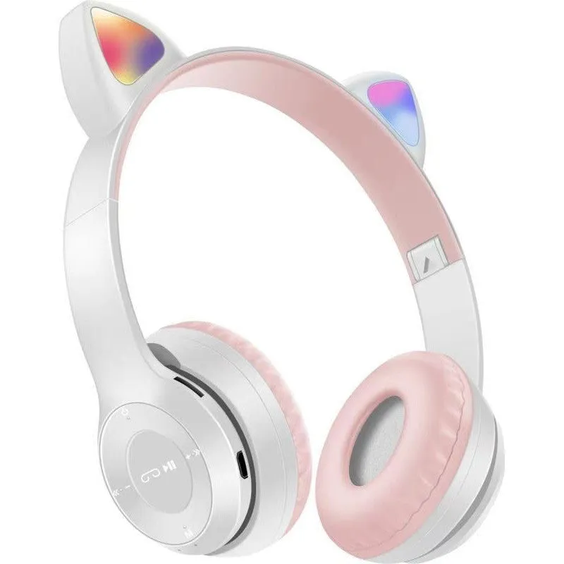 P47m cat ear Bluetooth headset in grey with Bluetooth 5.0 and power display
