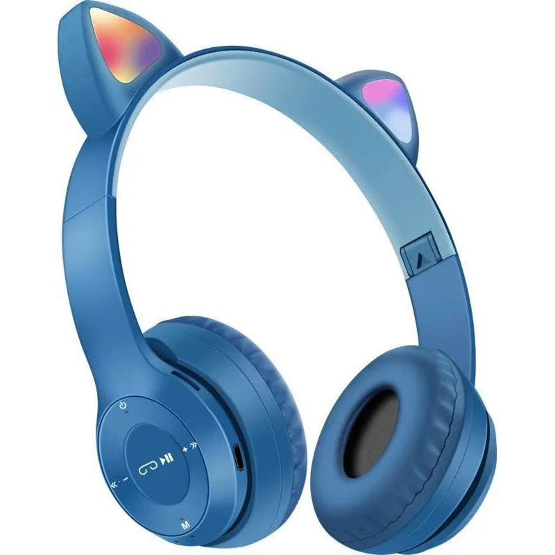 P47m cat ear Bluetooth headset in grey with Bluetooth 5.0 and power display