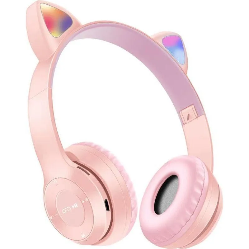 P47m cat ear Bluetooth headset in grey with Bluetooth 5.0 and power display