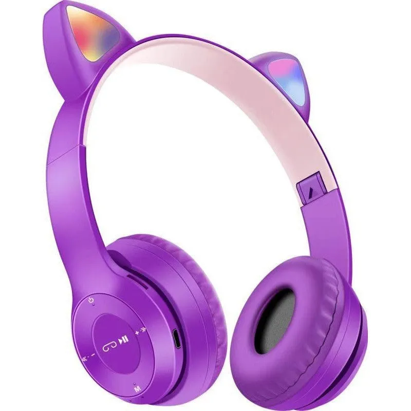 P47m cat ear Bluetooth headset in grey with Bluetooth 5.0 and power display