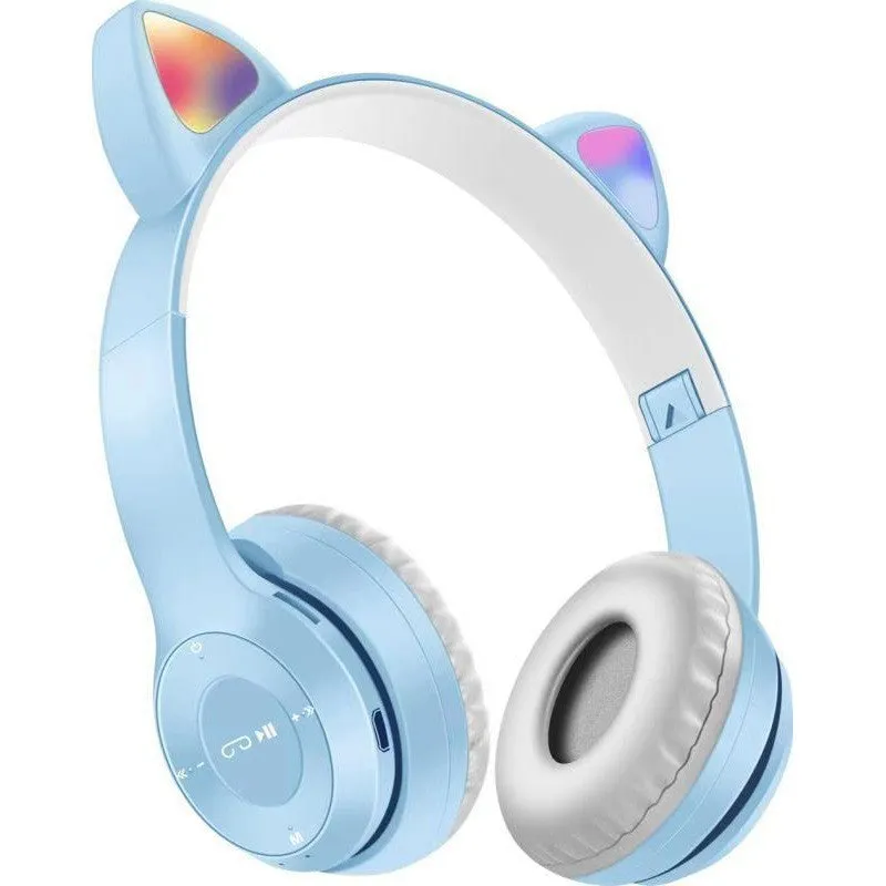 P47m cat ear Bluetooth headset in grey with Bluetooth 5.0 and power display