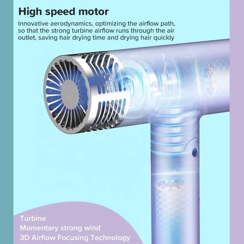 Foldable hair dryer in green with folding handle and three temperature settings