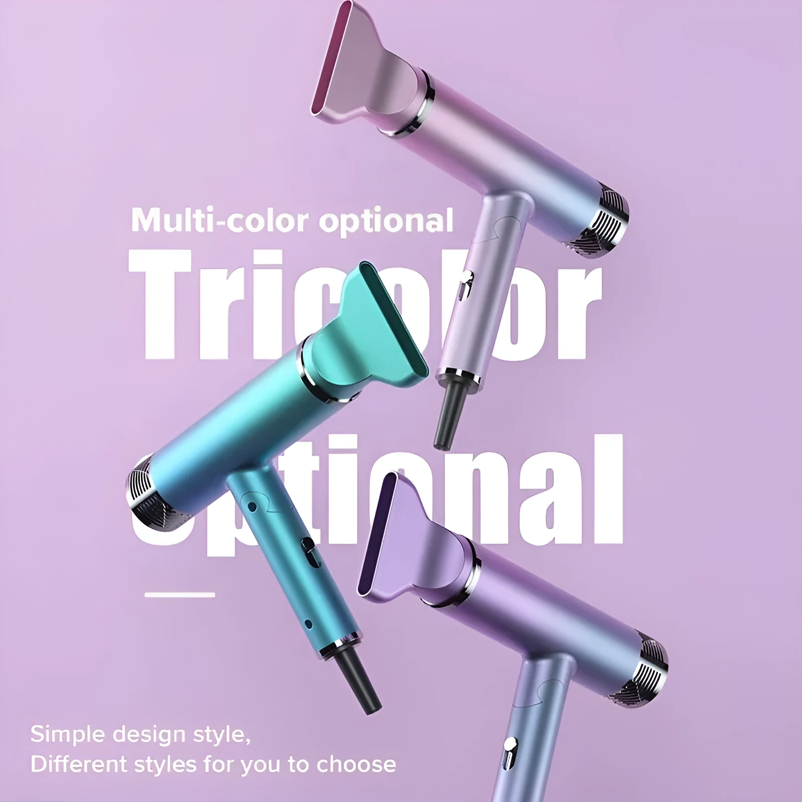 Foldable hair dryer in green with folding handle and three temperature settings