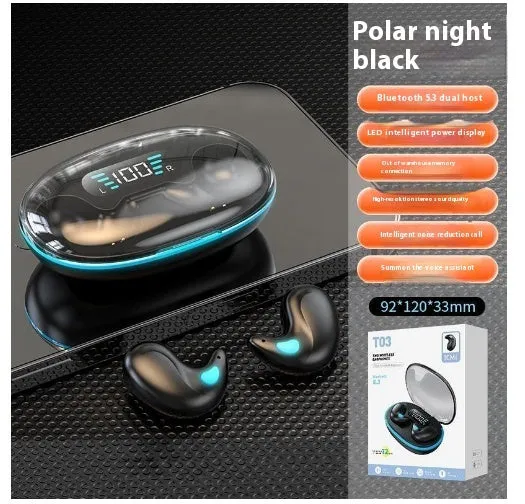 Sleep Bluetooth headset earplugs for side sleep with digital display in black
