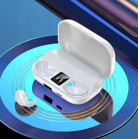 Sleep Bluetooth headset earplugs for side sleep with digital display in black