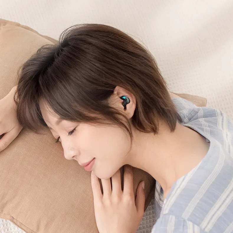 Sleep Bluetooth headset earplugs for side sleep with digital display in black