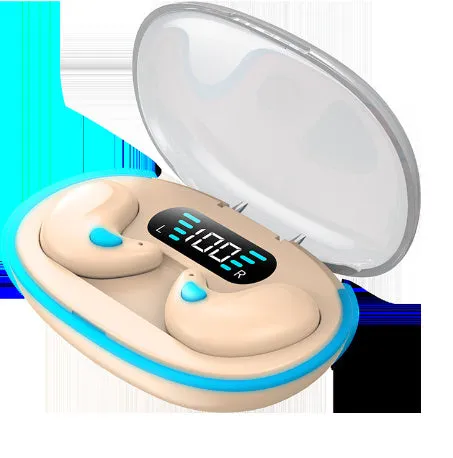 Sleep Bluetooth headset earplugs for side sleep with digital display in black