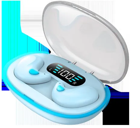Sleep Bluetooth headset earplugs for side sleep with digital display in black