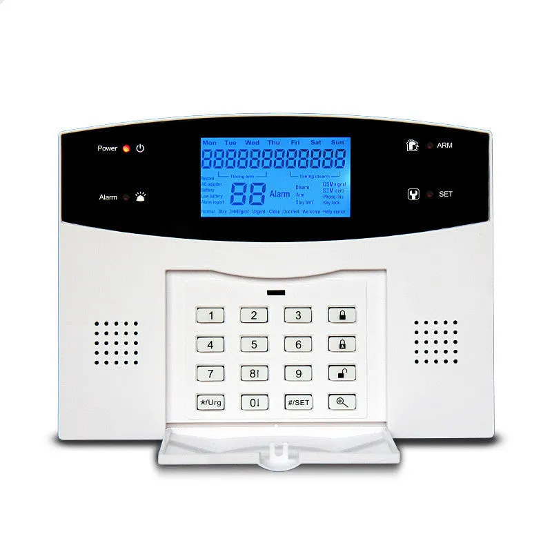 White dual network anti-theft alarm host with mobile card and phone line connectivity