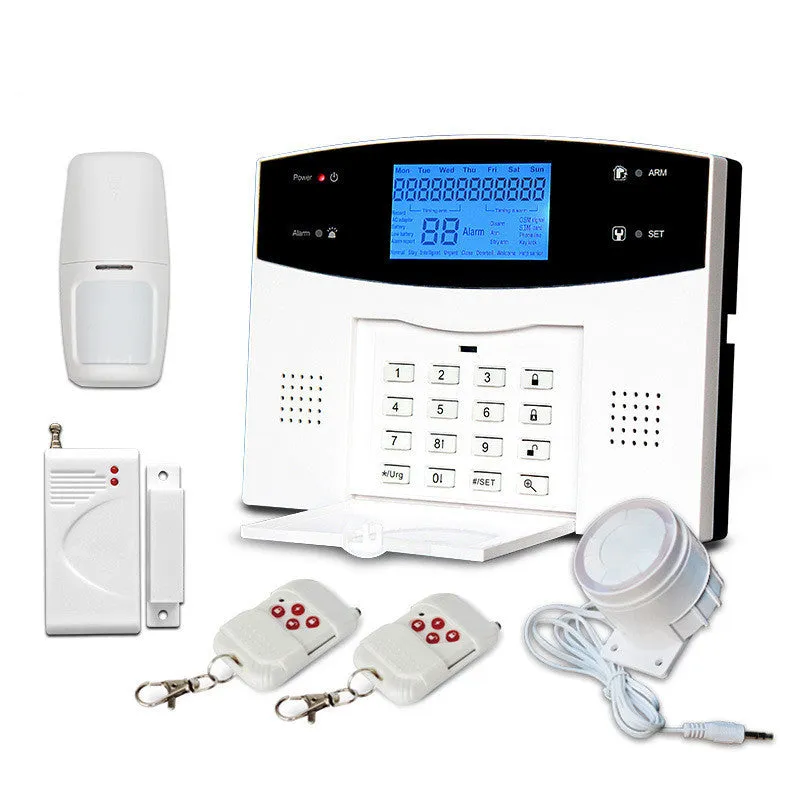 White dual network anti-theft alarm host with mobile card and phone line connectivity