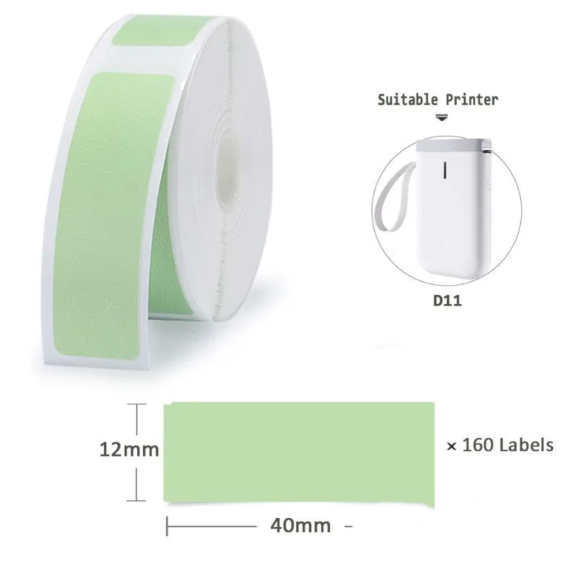 Niimbot D11 mini label printer paper thermal sticker rolls in white and assorted colours 12x40mm for price labelling