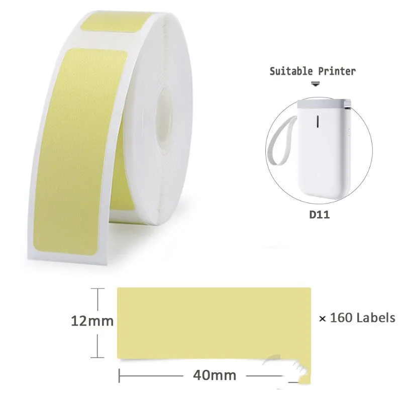 Niimbot D11 mini label printer paper thermal sticker rolls in white and assorted colours 12x40mm for price labelling