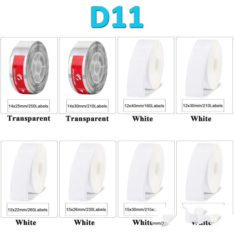 Niimbot D11 mini label printer paper thermal sticker rolls in white and assorted colours 12x40mm for price labelling