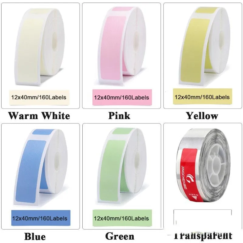 Niimbot D11 mini label printer paper thermal sticker rolls in white and assorted colours 12x40mm for price labelling