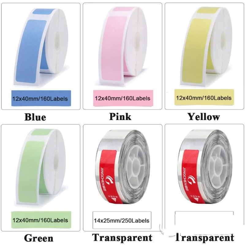 Niimbot D11 mini label printer paper thermal sticker rolls in white and assorted colours 12x40mm for price labelling