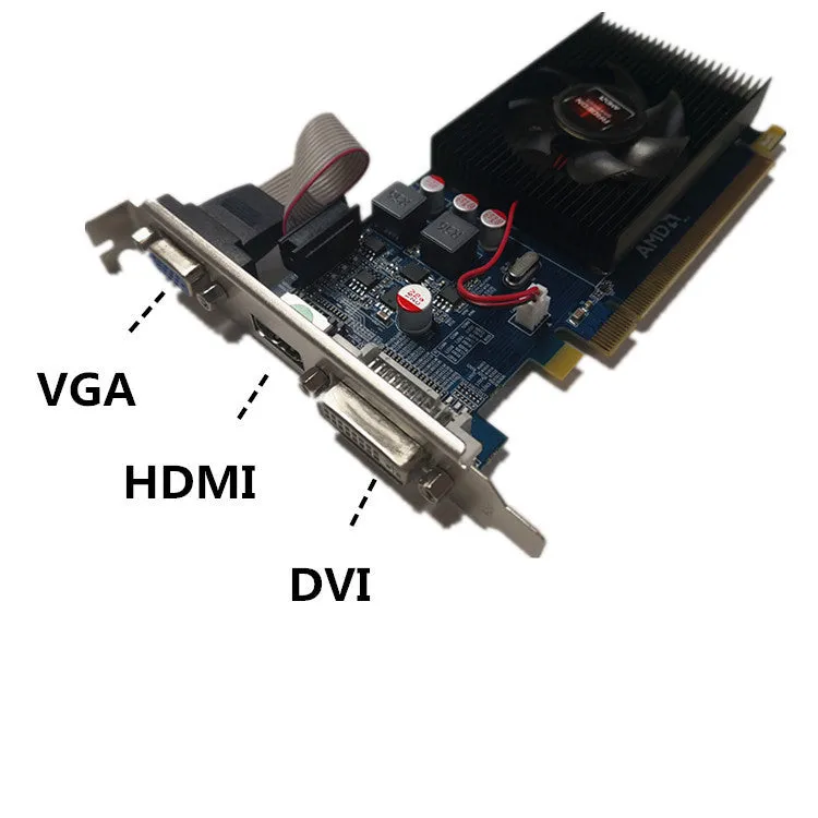 AMD H7450 high definition desktop independent graphics card with 2GB DDR3 memory in black