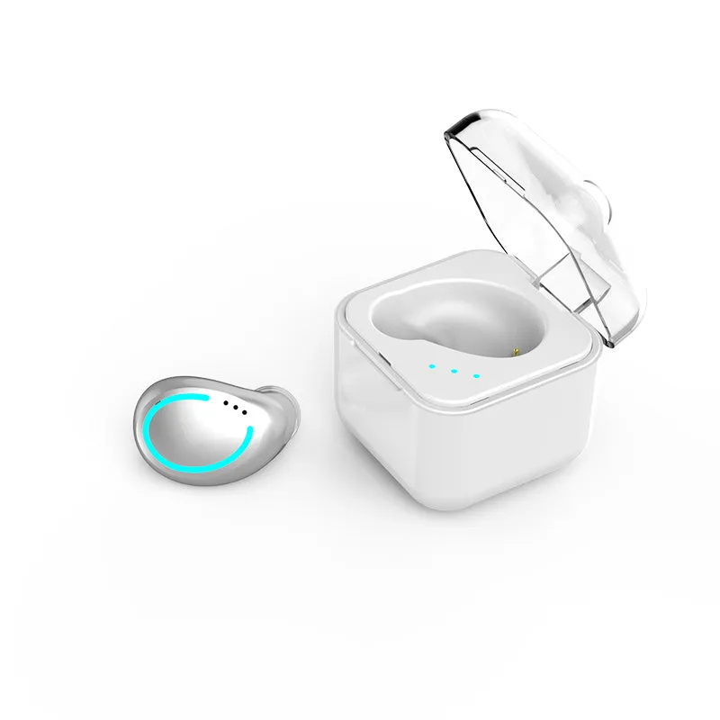 Wireless earbuds with earhook clip and Bluetooth 5.0, available in multiple colours, with charging case