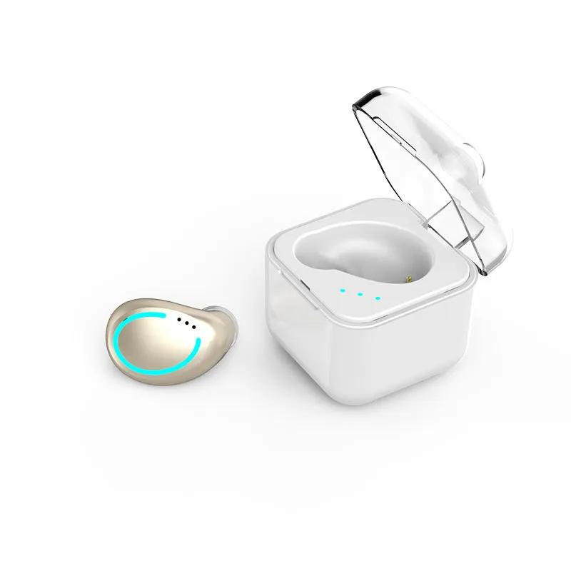 Wireless earbuds with earhook clip and Bluetooth 5.0, available in multiple colours, with charging case