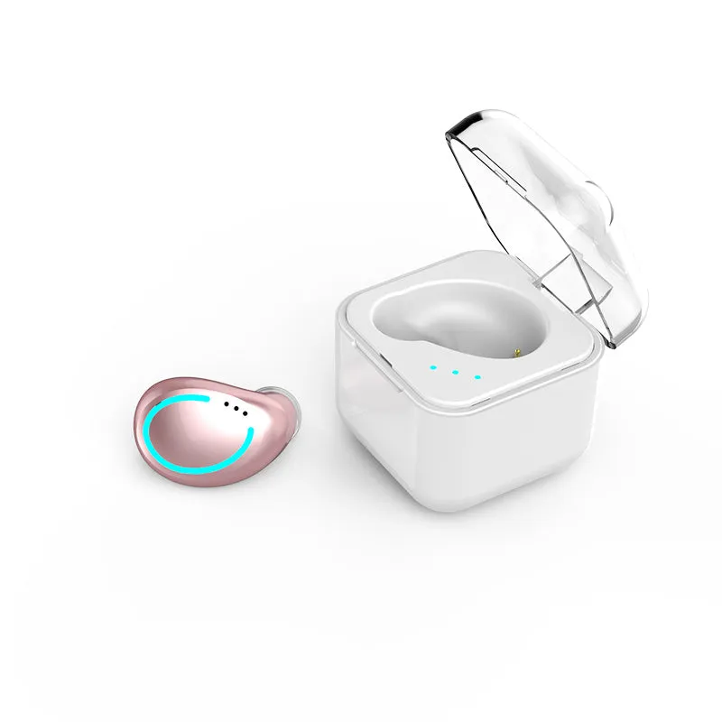 Wireless earbuds with earhook clip and Bluetooth 5.0, available in multiple colours, with charging case