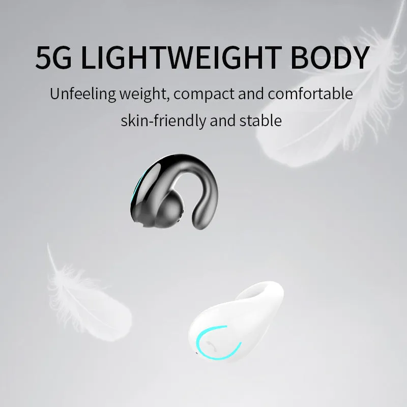 Wireless earbuds with earhook clip and Bluetooth 5.0, available in multiple colours, with charging case