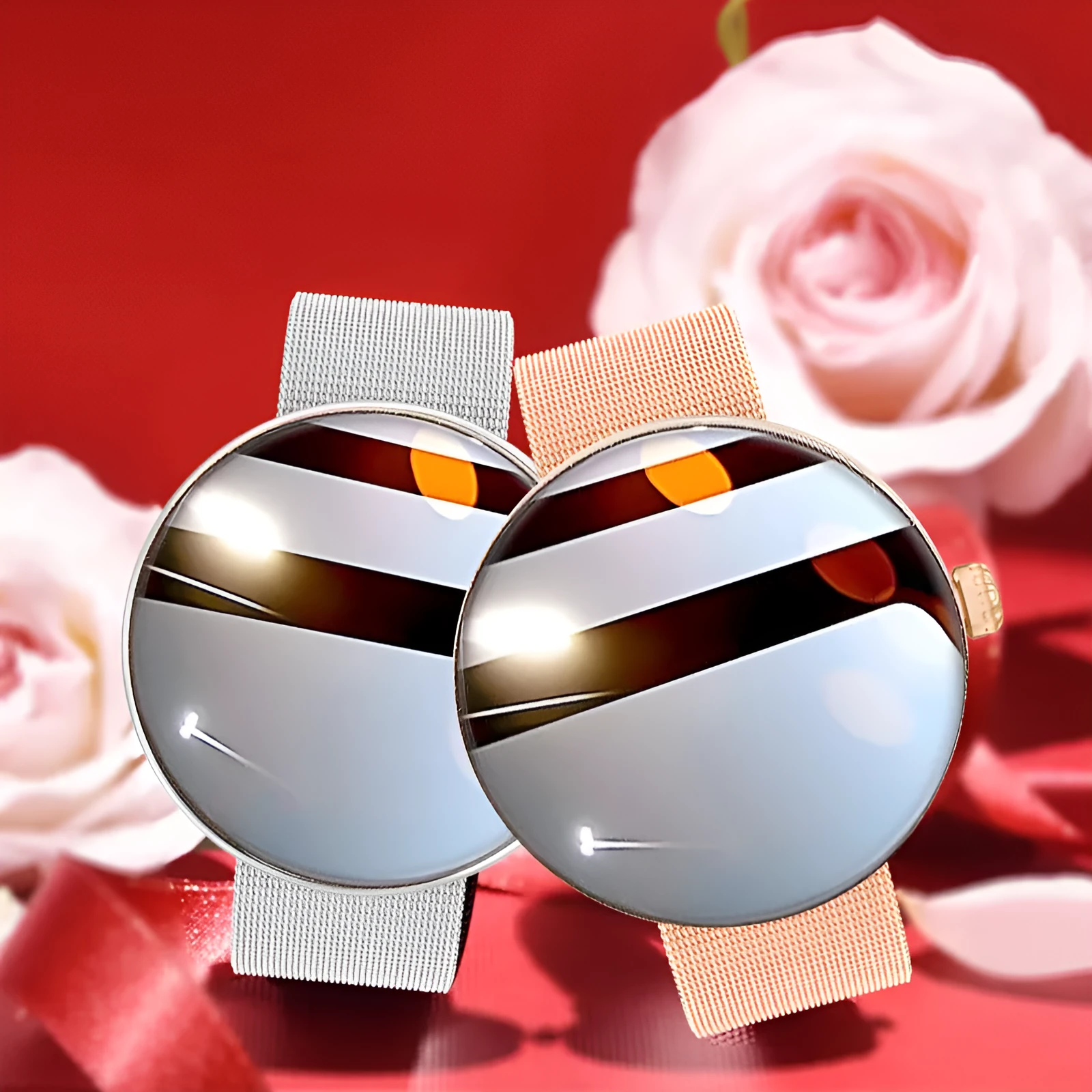 Women's smart watch with circular colour screen, metal strap, and aluminium alloy case