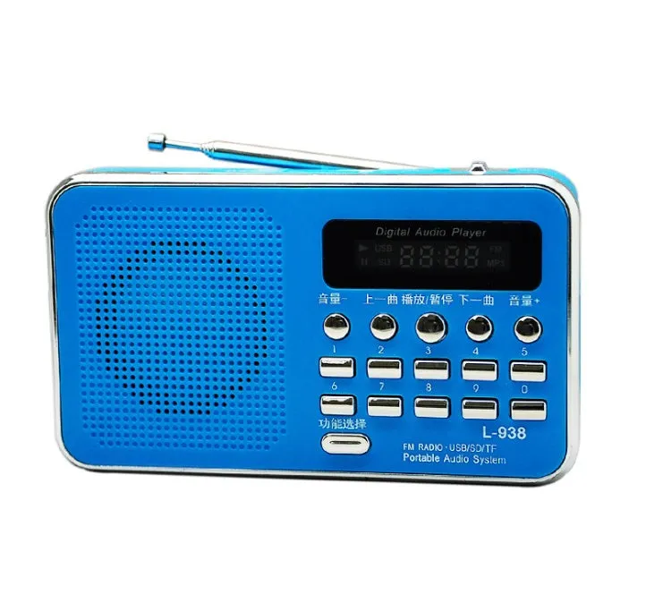 L-938 plugin speaker in white with button controls for MP3 and gospel playback