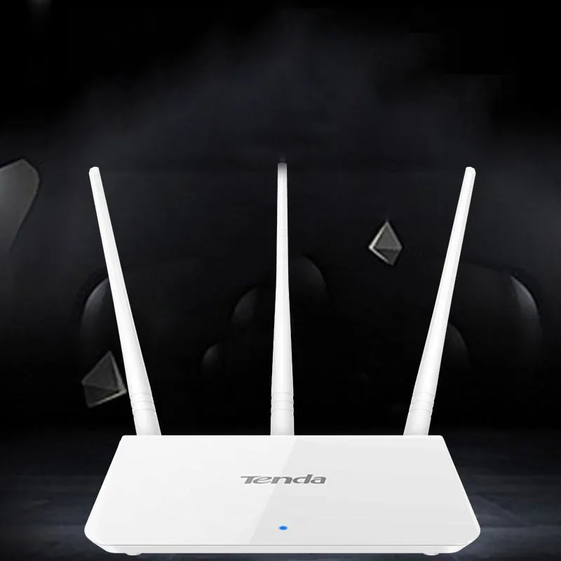 White dual-band wireless router on a desk.