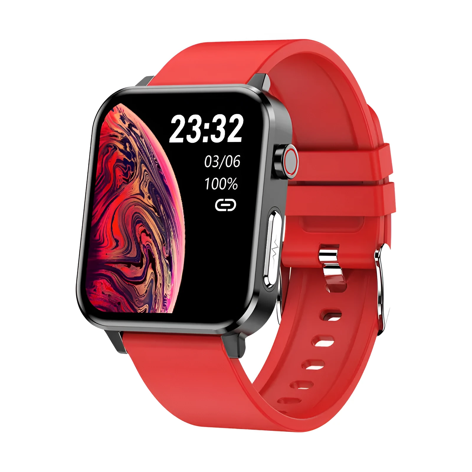 Heart rate ECG Bluetooth sports bracelet with 1.3 inch TFT screen and TPU wristband, available in black leather