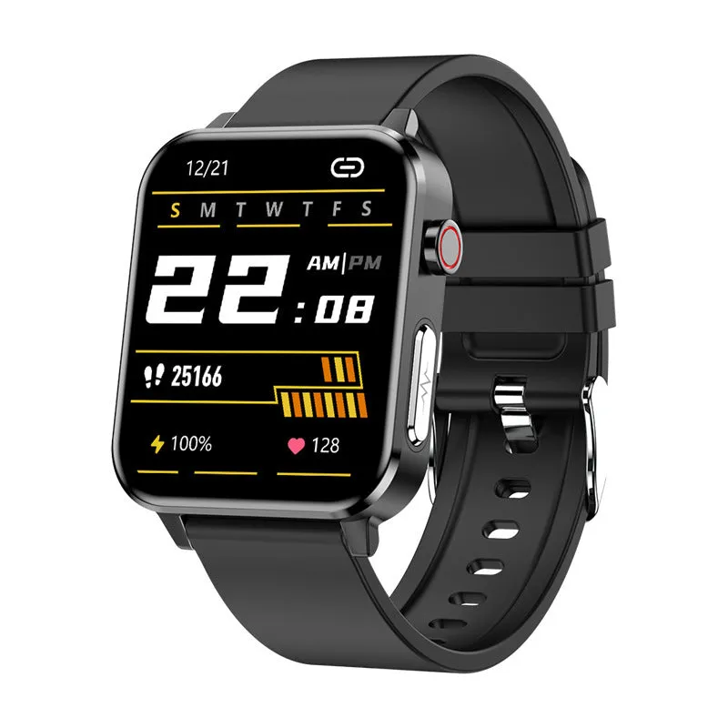 Heart rate ECG Bluetooth sports bracelet with 1.3 inch TFT screen and TPU wristband, available in black leather