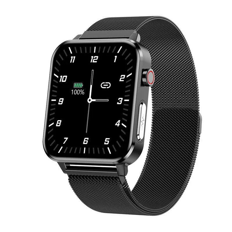 Heart rate ECG Bluetooth sports bracelet with 1.3 inch TFT screen and TPU wristband, available in black leather