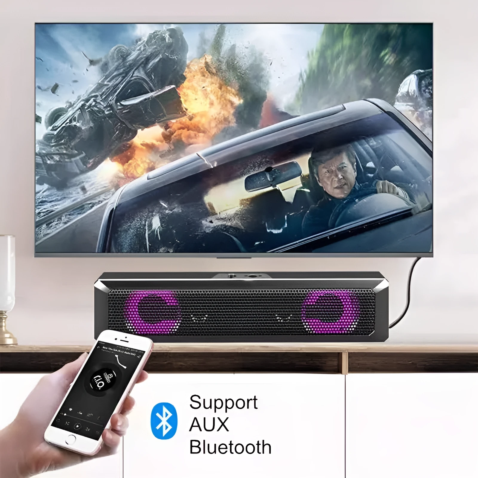 Wired sound blaster Bluetooth speaker with USB power, 5W output, and manual impeller volume control