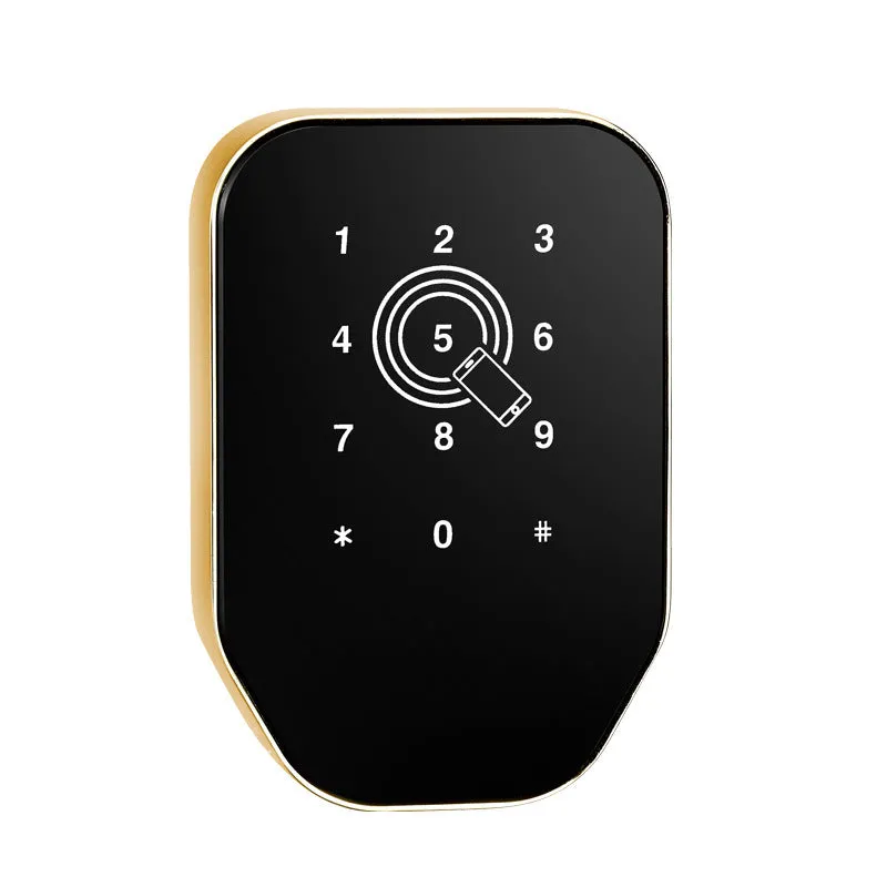 Induction electronic lock zinc alloy ABS fire retardant for bath centre sauna cabinet in gold finish on a wooden cabinet door