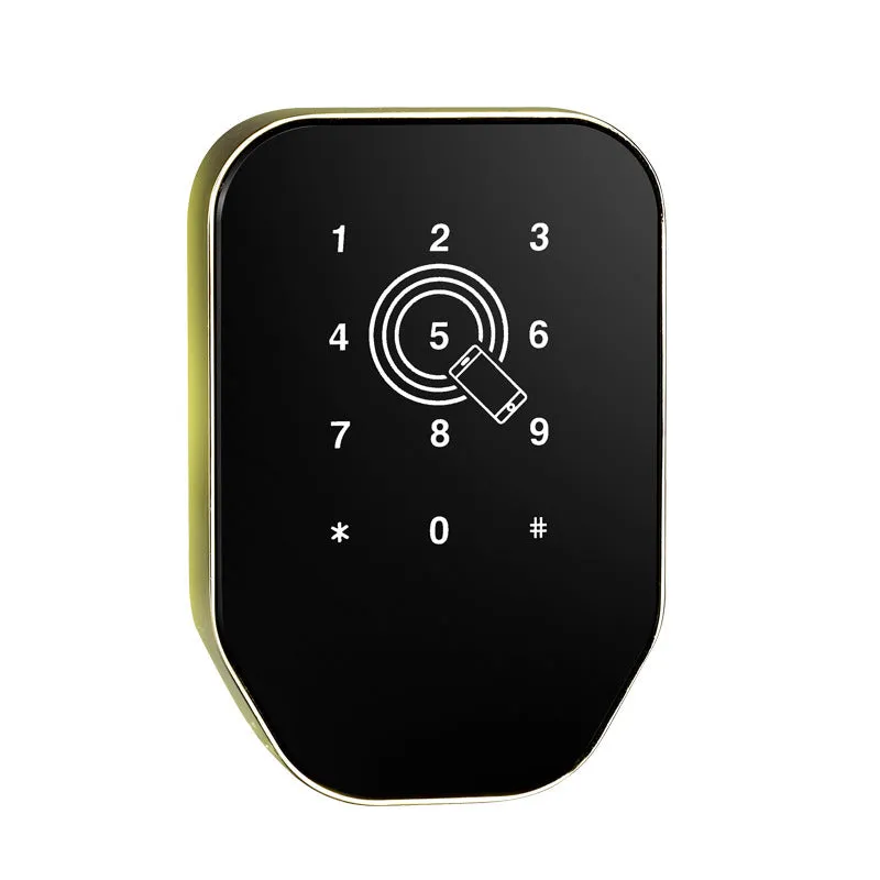 Induction electronic lock zinc alloy ABS fire retardant for bath centre sauna cabinet in gold finish on a wooden cabinet door