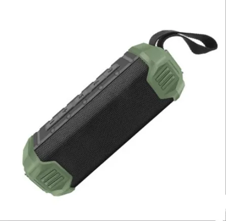 Portable outdoor waterproof Bluetooth speaker IPX4 with lanyard in black, showing speaker grille and controls